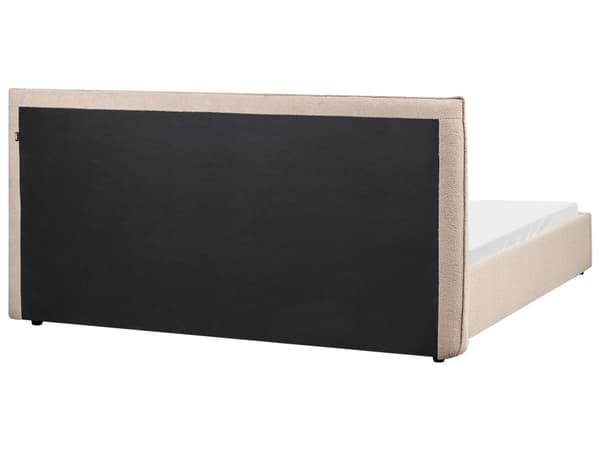 Seng Taupe Boucle Møbeltrekk 180 x 200 cm Stor Klassisk Sengegavl Tre Lameller