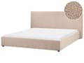 Miniatyrbilde 1 av 10: Seng Taupe Boucle Møbeltrekk 180 x 200 cm Stor Klassisk Sengegavl Tre Lameller