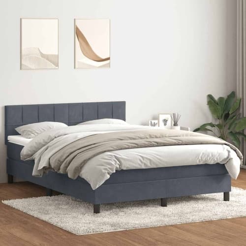 Ramsäng med madrass mörkgrå 140x210 cm sammet