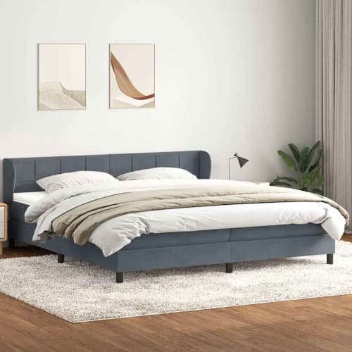 Resårsäng med resårmadrasser mörkgrå 180x220 cm sammet