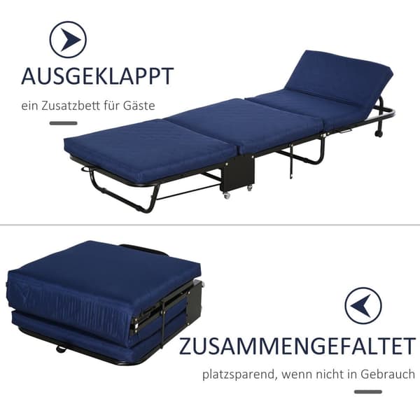 Sammenklappelig Gæsteseng, 2-i-1, 184x65x26 cm, Blå