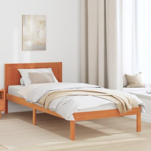 Vaxad Brun Sängram Vaxad brun Massivt tallträ 90 x 190 cm Hållbar