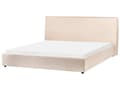 Miniatyrbilde 4 av 10: Seng Beige Boucle Polstring 180 x 200 cm Stor Klassisk Sengegavl med Tre Lameller