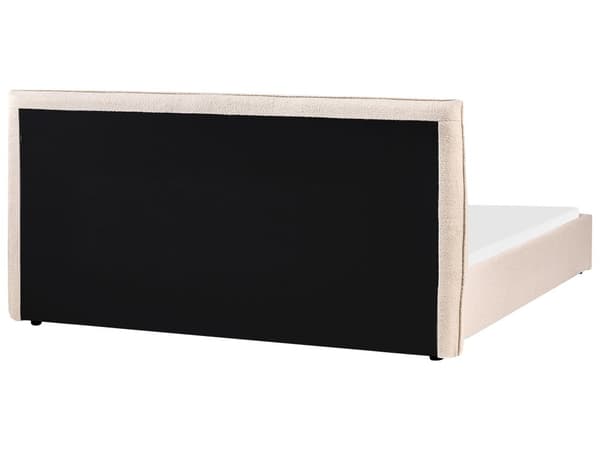 Seng Beige Boucle Polstring 180 x 200 cm Stor Klassisk Sengegavl med Tre Lameller