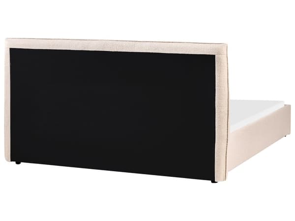 Seng Beige Boucle Polstring 160 x 200 cm Stor Klassisk Sengegavl med Tre Lameller