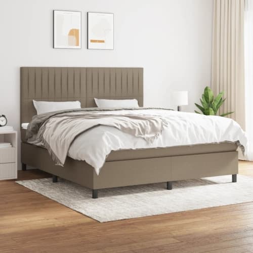 Ramsäng med madrass taupe 160x200 cm tyg