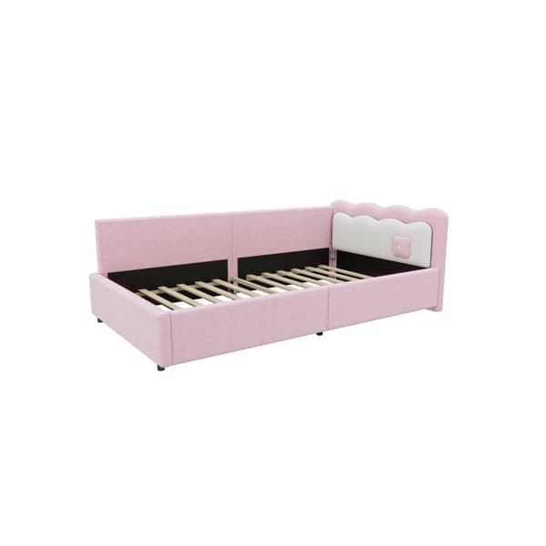 Dagbädd, 90*200 cm, säng med ribbbotten (utan madrass), non-woven, rosa