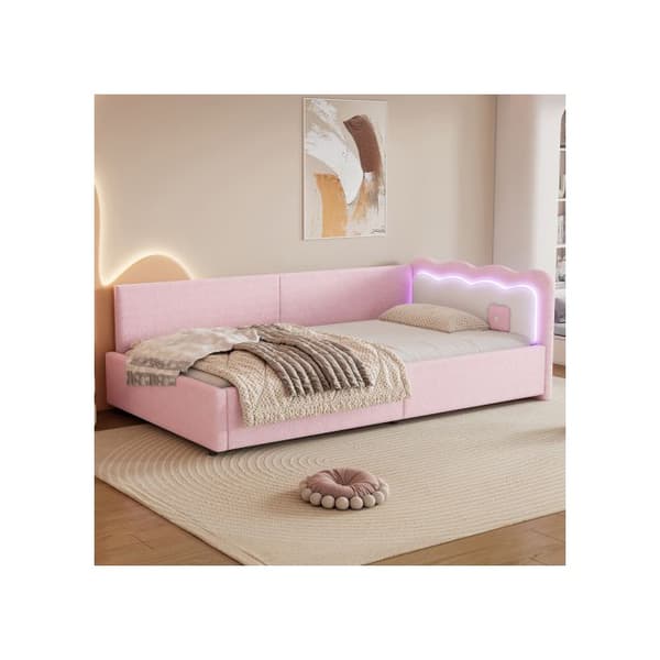 Dagbädd, 90*200 cm, säng med ribbbotten (utan madrass), non-woven, rosa