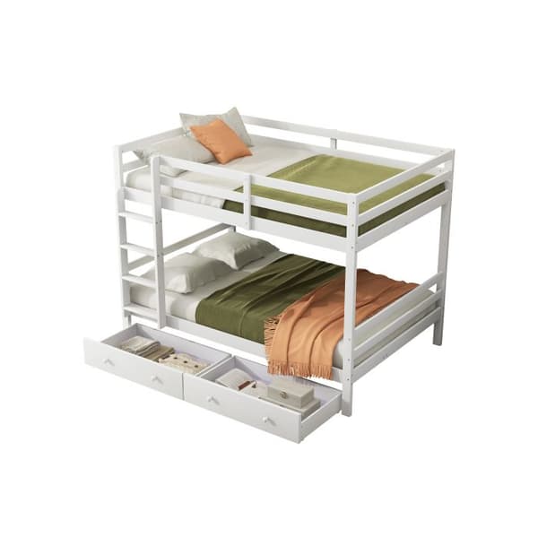 140*200cm Bunk beds Barnsängar med lådor, förvaringsutrymme, höga räcken, vit