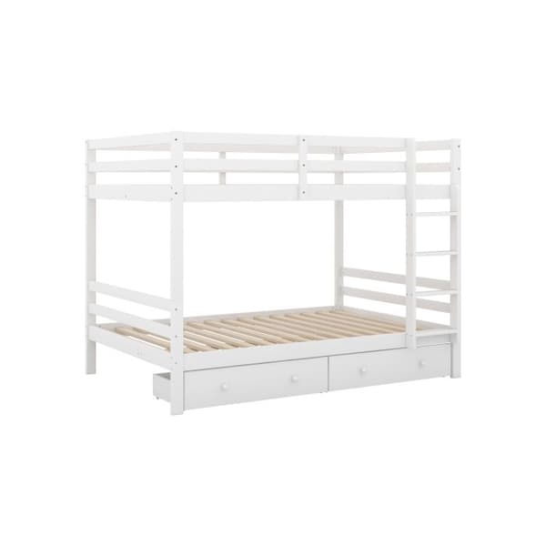 140*200cm Bunk beds Barnsängar med lådor, förvaringsutrymme, höga räcken, vit