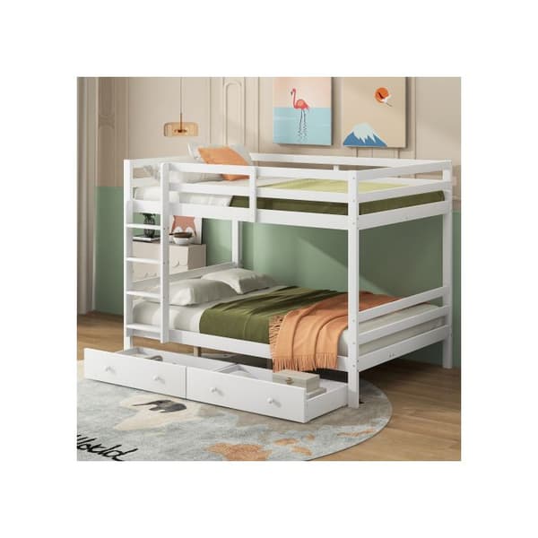 140*200cm Bunk beds Barnsängar med lådor, förvaringsutrymme, höga räcken, vit