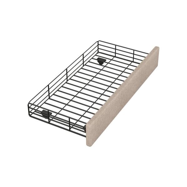 Säng 90*200 cm, vadderad säng, vadderad sänggavel med dekorativa nitar, dubbla lådor, mörk beige
