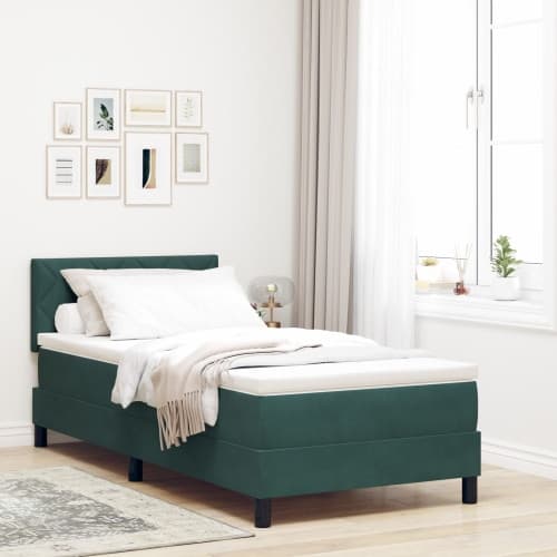 Boxfjädermed sängmadrass Mörkgrön 90x200 cm Sammet