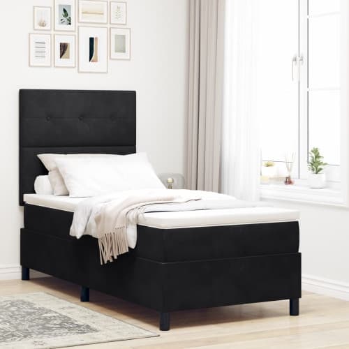 Boxspring-säng med madrass Svart 80x200 cm Sammet
