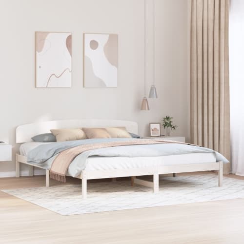 Sängram med Sänggavl Vit 180x200 cm Massiv Furu