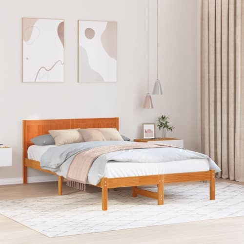 Vaxad brun sängram Vaxad brun Massivt tallträ 140 x 190 cm