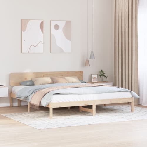 Sängram med Sänggavel 180x200 cm Massivt Tallträ