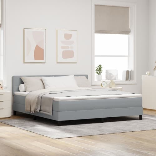 Box Spring Säng med Madrass & LED Ljusgrå 180x200 cm Tyg