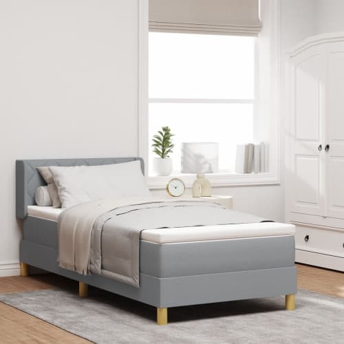 Boxspring Säng med Madrass Ljusgrå 90x200 cm Tyg