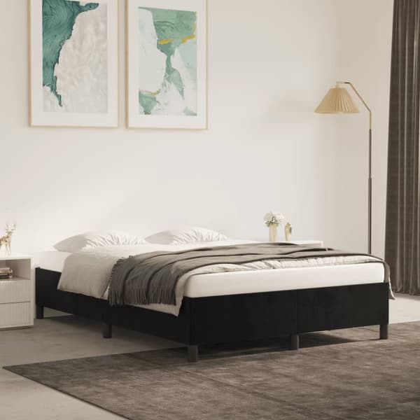 Sängram utan madrass svart 140x190 cm sammet