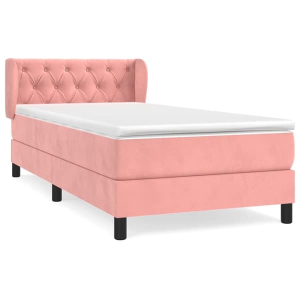 Ramsäng med madrass rosa 80x200 cm sammet