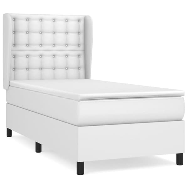 Ramsäng med madrass vit 90x200 cm konstläder
