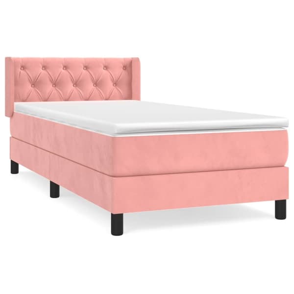 Ramsäng med madrass rosa 80x200 cm sammet