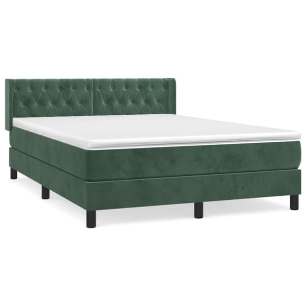 Ramsäng med madrass mörkgrön 140x190 cm sammet