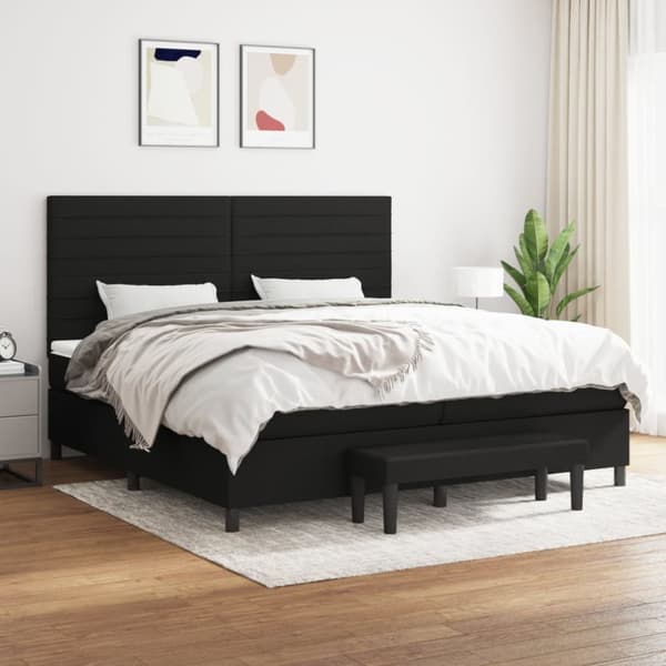 Ramsäng med madrass svart 200x200 cm tyg