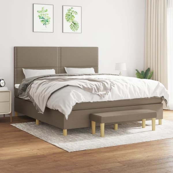 Ramsäng med madrass taupe 180x200 cm tyg