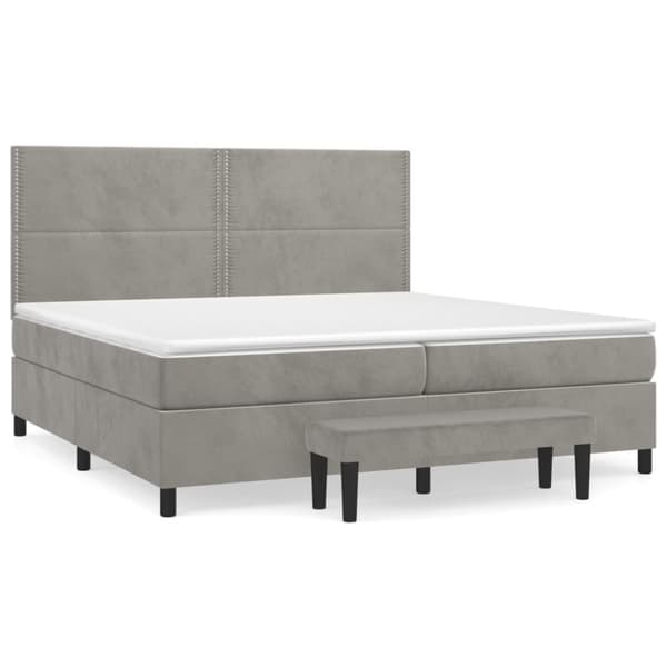 Ramsäng med madrass ljusgrå 200x200 cm sammet