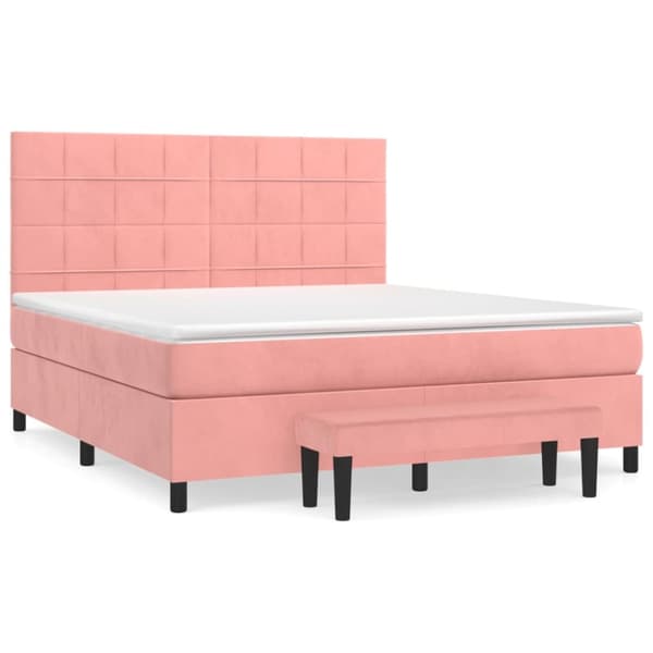 Ramsäng med madrass rosa 180x200 cm sammet