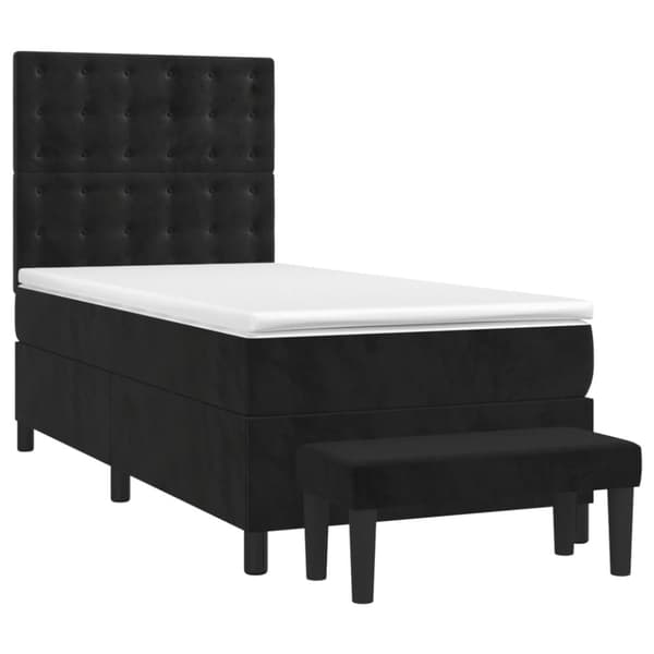 Ramsäng med madrass svart 90x200 cm sammet
