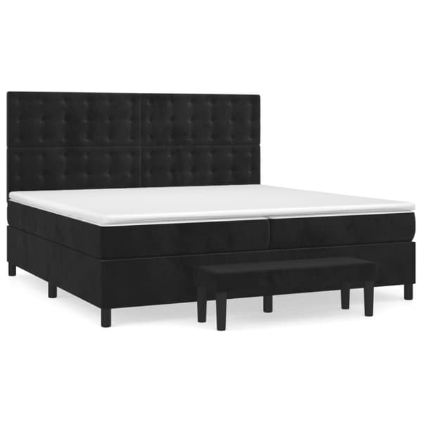 Ramsäng med madrass svart 200x200 cm sammet