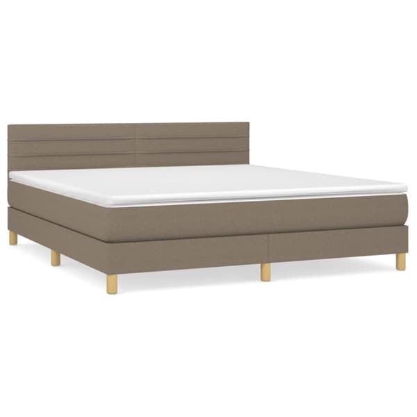 Ramsäng med madrass taupe 180x200 cm tyg