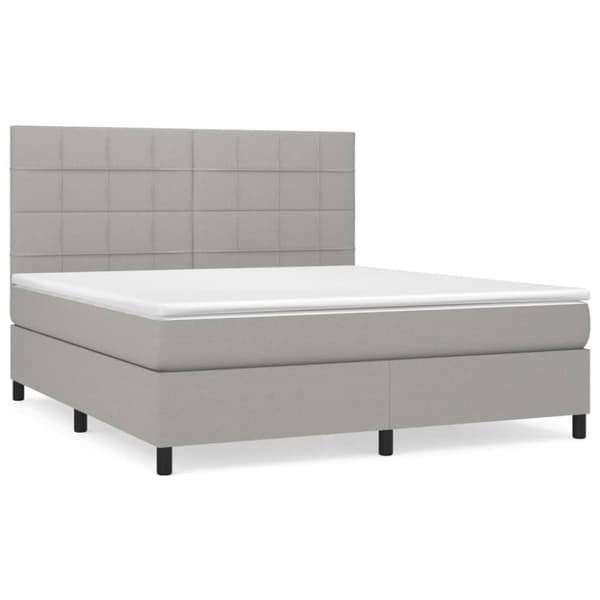 Ramsäng med madrass ljusgrå 160x200 cm tyg