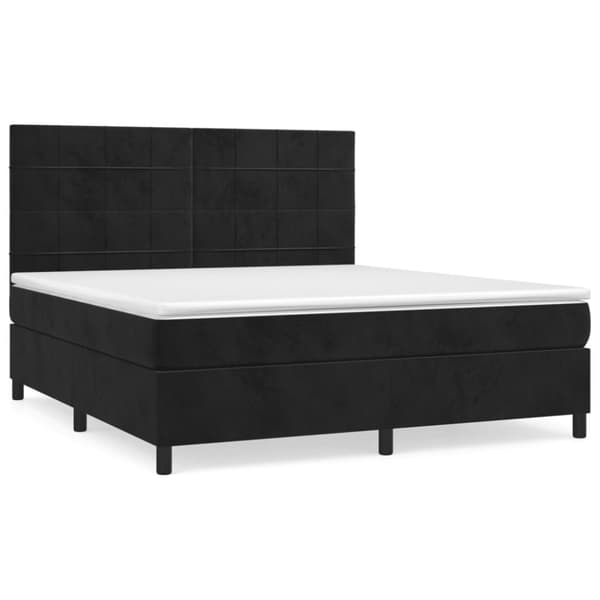 Ramsäng med madrass svart 160x200 cm sammet