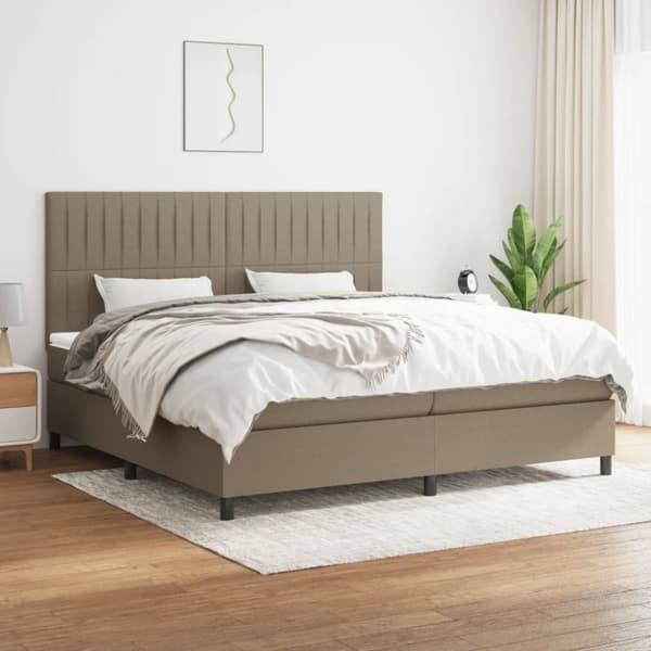 Ramsäng med madrass taupe 200x200 cm tyg
