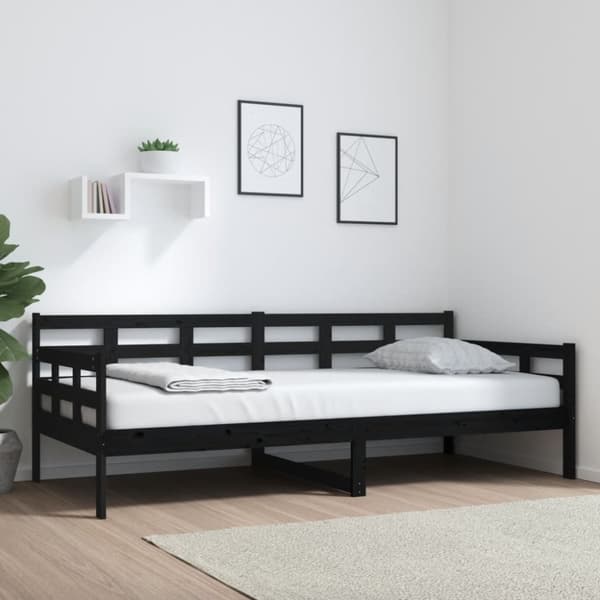 Dagbädd svart 90x200 cm massiv furu