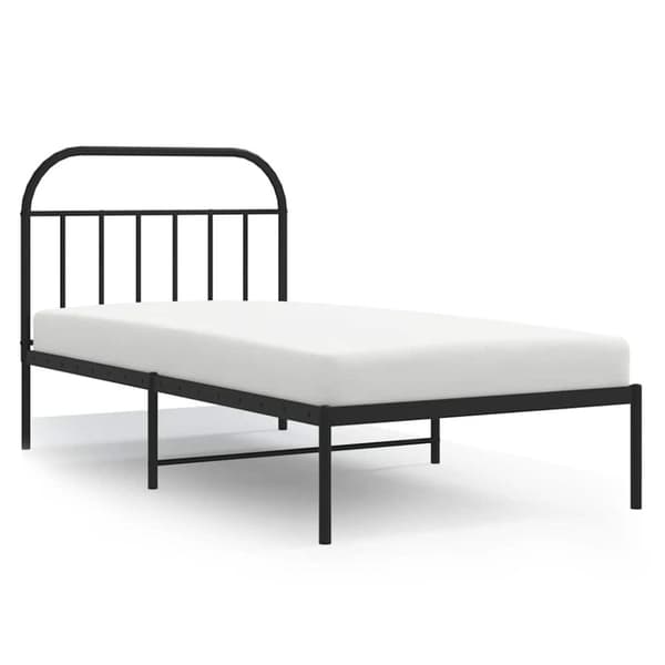 Sängram med huvudgavel metall svart 100x190 cm