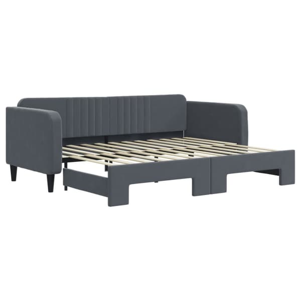 Dagbädd utdragbar mörkgrå 90x200 cm sammet