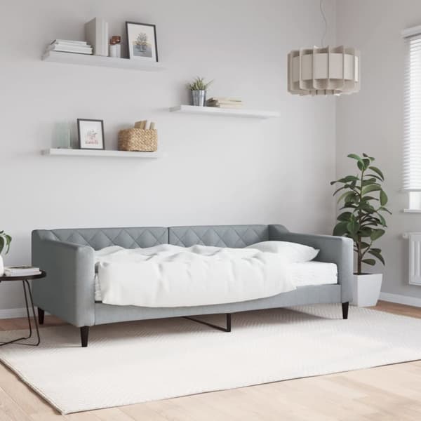 Dagbädd med madrass ljusgrå 90x190 cm tyg