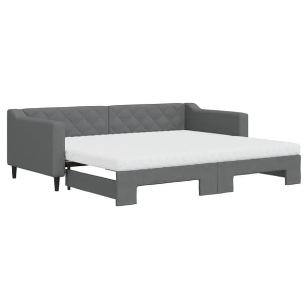 Dagbädd utdragbar med madrasser mörkgrå 90x200 cm tyg