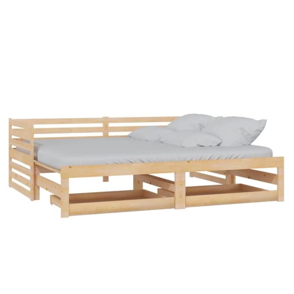Utdragbar dagbädd 2x(90x200) cm massiv furu
