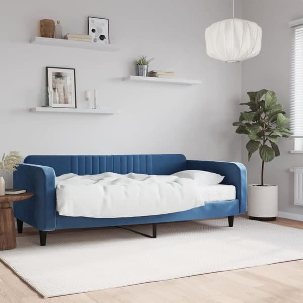 Dagbädd med madrass blå 100x200 cm sammet