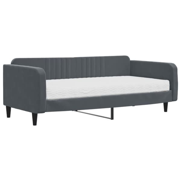 Dagbädd med madrass mörkgrå 100x200 cm sammet