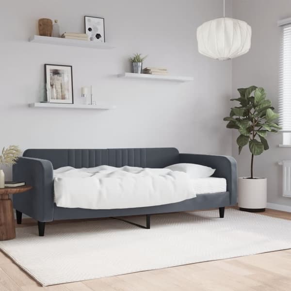 Dagbädd med madrass mörkgrå 100x200 cm sammet