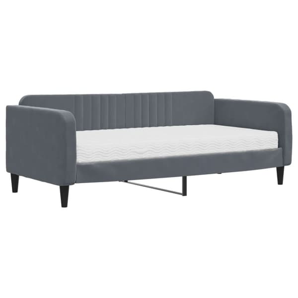 Dagbädd med madrass mörkgrå 90x190 cm sammet