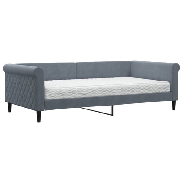 Dagbädd med madrass mörkgrå 100x200 cm sammet