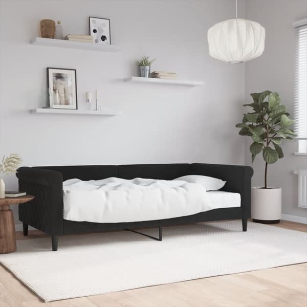 Dagbädd med madrass svart 90x190 cm sammet